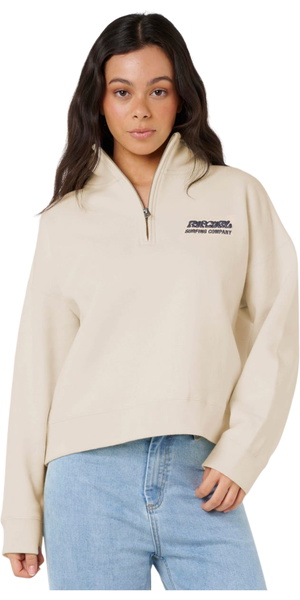 2025 Rip Curl Mujer Surf Puff 1/4 Zip Fleece 07WWFL - Natural
